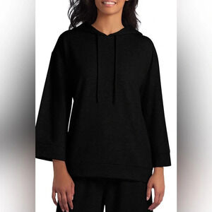 Halston Long Sleeve Drop Shoulder Hoodie, Black, Medium, NWT